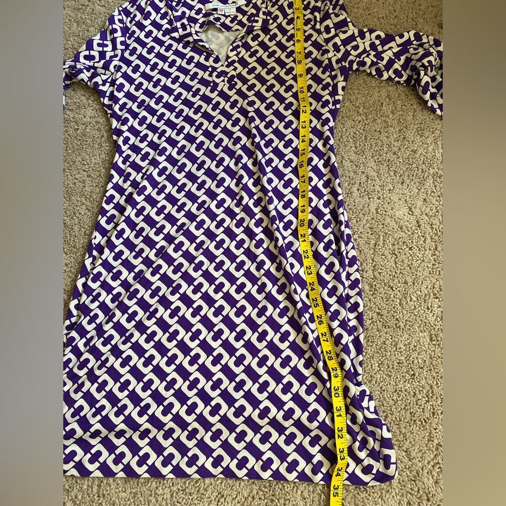 Diane von Furstenberg Purple and White MIDI Dress - Picture 3 of 7